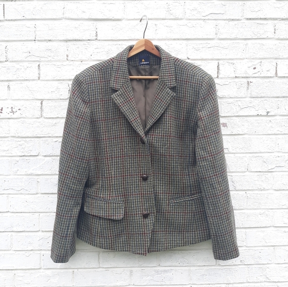 Vintage Lizsport Blazer Wool Tweed Plaid size 14 - Picture 1 of 9